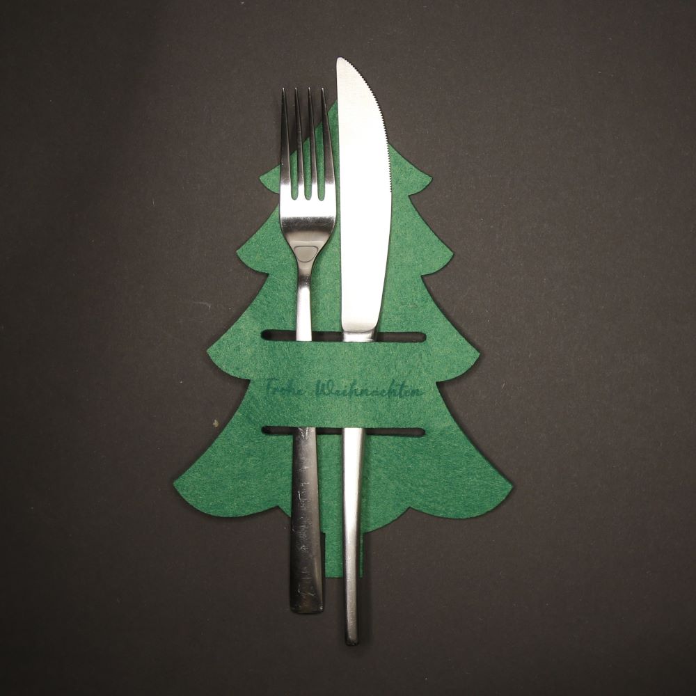 Bestecktasche Weihnachten Baum Gravur Laser Filz