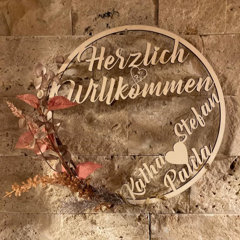 Türkranz Herzlich Willkommen Laser Blumenschmuck