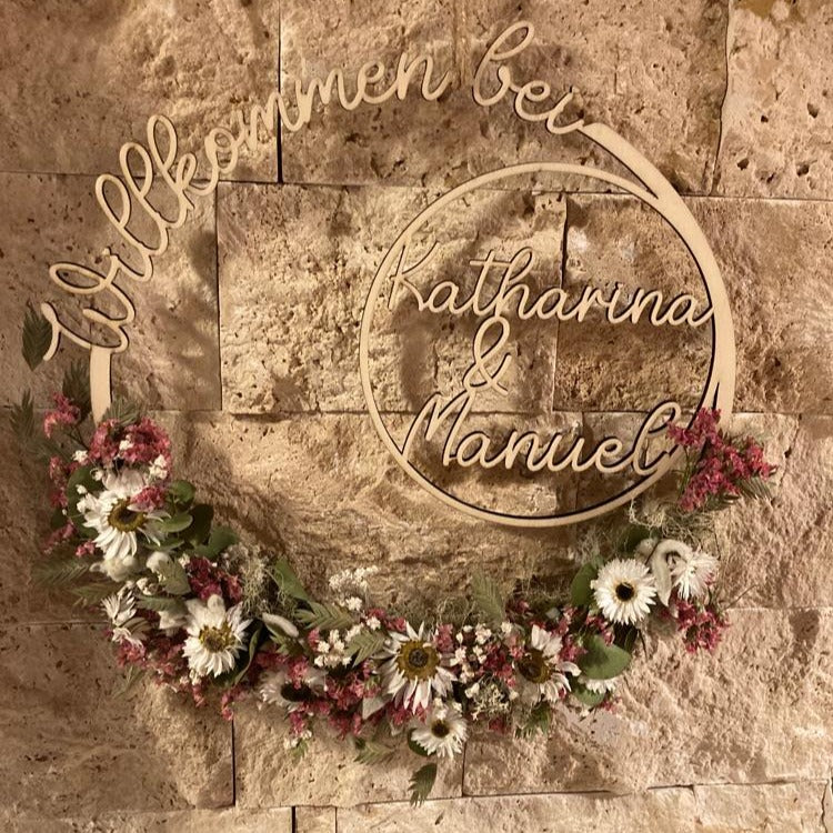 Türkranz Willkommen bei Namen Laser Blumenschmuck